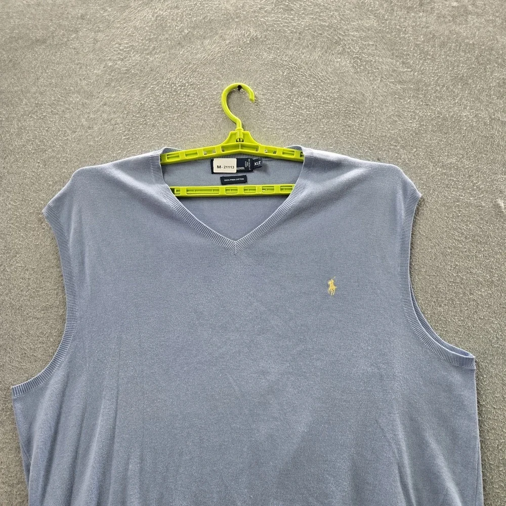 Polo Ralph Lauren Men Sweater 1TX Light Blue Vest Embroidered Logo Sleeveless